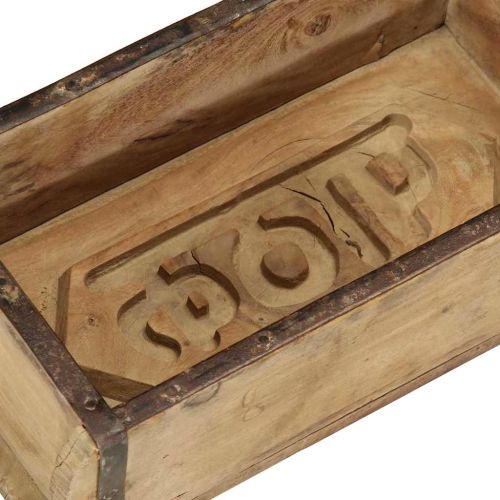 Поднос 4 бр. Кафяво 30 x 15 x 9 см Солидно възстановено дърво