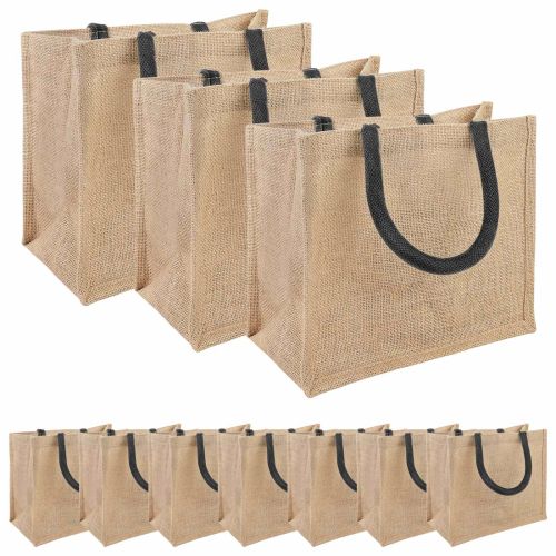 Чанти от юта 10 Естествено и черно 26 x 22 x 14 см