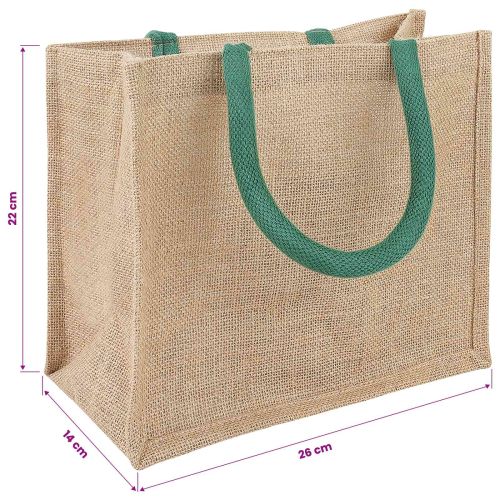 Чанти от юта 5 Естествена и зелена 26 x 22 x 14 см