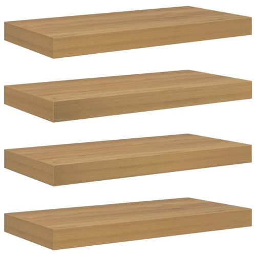 Стенен рафт Монтиране на стена 4 бр. Кафяво 50 x 23,5 x 3,8 см