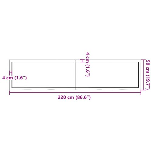 Плот за баня тъмнокафяв 220x50x(2-4)см обработено масивно дърво