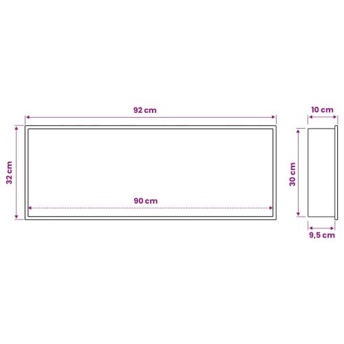 Нишата за душ Сребристо 90 x 30 x 9,5 см Неръждаема стомана