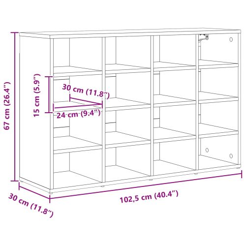 Шкаф за обувки 103 x 30 x 67 см Инженерна дървесина Бяло