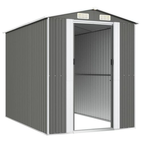 Градинска барака светлосива 192x274x223 см поцинкована стомана