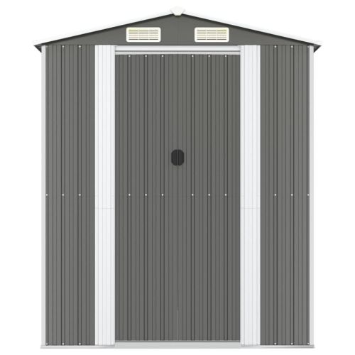 Градинска барака светлосива 192x606x223 см поцинкована стомана