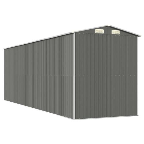 Градинска барака светлосива 192x606x223 см поцинкована стомана