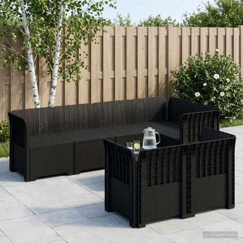 Диван за градина за 7 души с ратанов вид ПП Антрацит