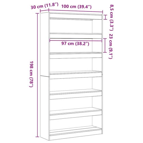 Шкаф за книги 6 нива 100 x 30 x 198 см Инженерна дървесина