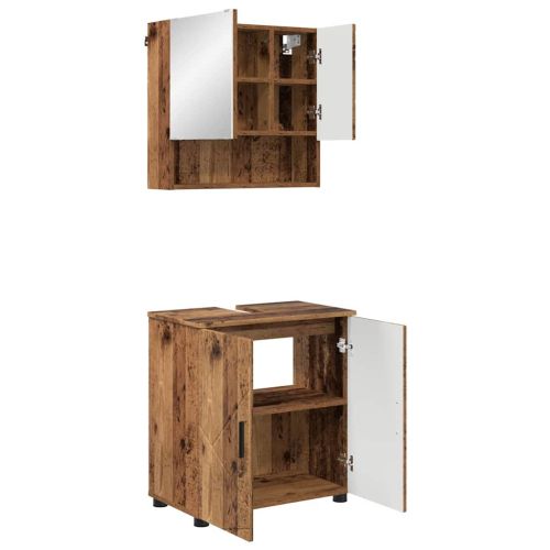 Комплект мебели за баня 2 бр. Старо дърво 61 x 35 x 64 см