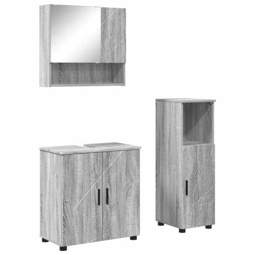 Комплект мебели за баня 3 бр. Сив Сонома 61 x 35 x 64 см
