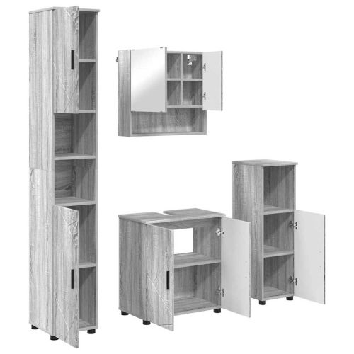 Комплект мебели за баня 4 бр. Сив Сонома 61 x 35 x 64 см