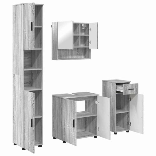 Комплект мебели за баня 4 бр. Сив Сонома 61 x 35 x 64 см