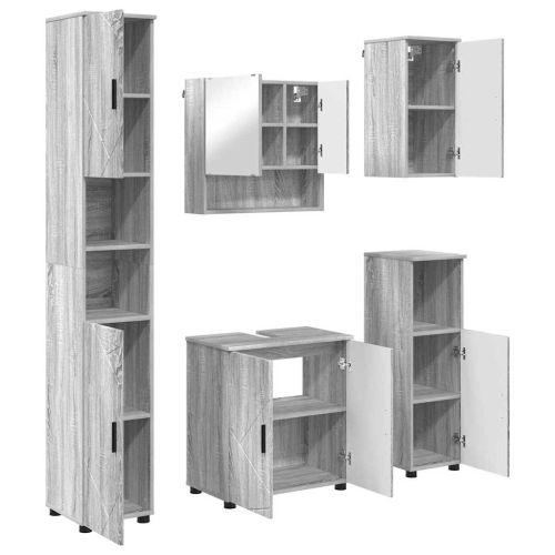 Комплект мебели за баня 5 бр. Сив Сонома 61 x 35 x 64 см