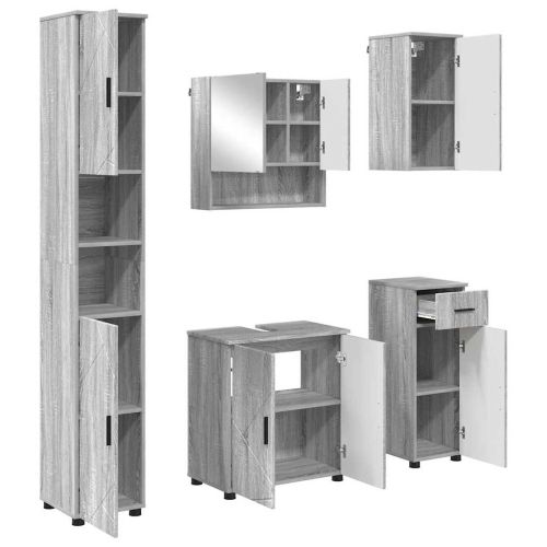 Комплект мебели за баня 5 бр. Сив Сонома 61 x 35 x 64 см