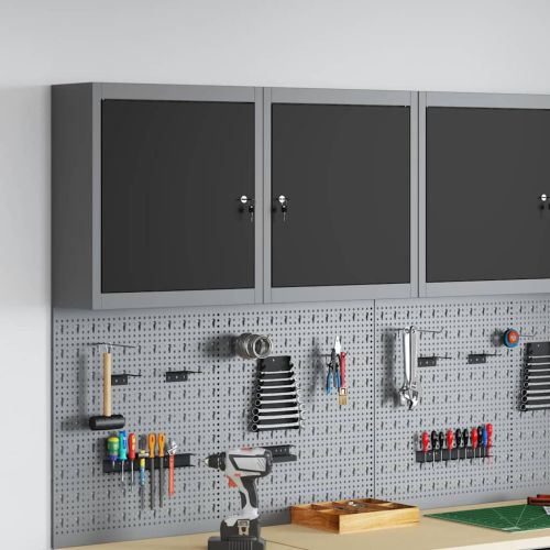 Шкаф за инструменти с рафт Черен и Сив 50 x 20 x 55 см