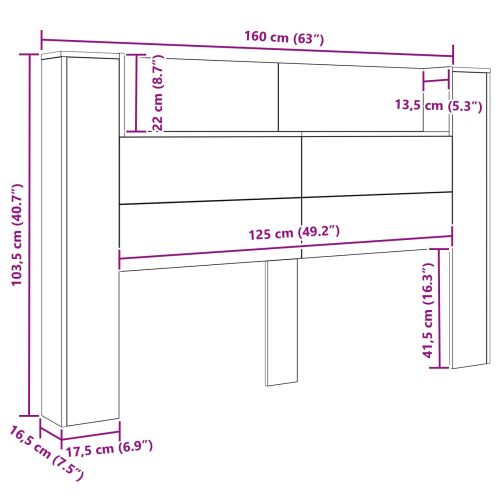 Табла за съхранение с LED Старо дърво 160 cm