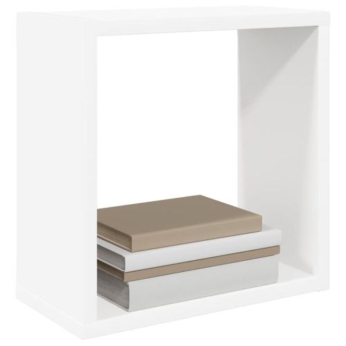 Стенни кубични рафтове, 4 бр, бели, 30x15x30 см