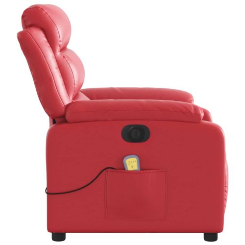 Електрически масажен реклайнер стол, червен, изкуствена кожа