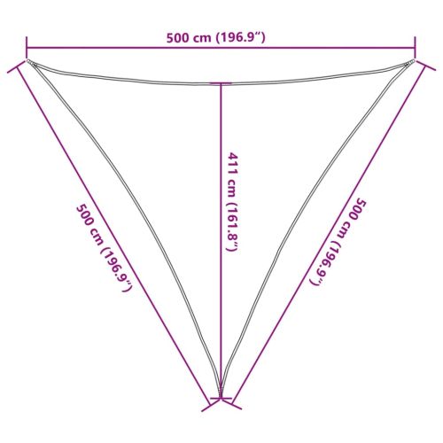 Сенник за платно 160 г/м² триъгълен светлосив 5x5x5 м HDPE