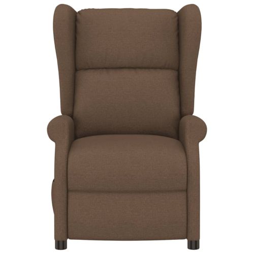 Wingback електрически реклайнер стол, кафяви, текстил
