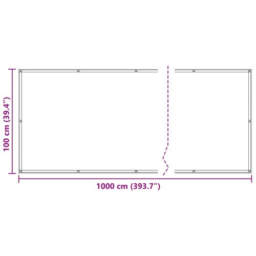 Балконен екран 100 x 1000 cm Оксфордска тъкан Правоъгълна