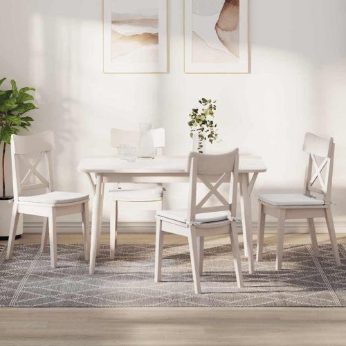 Възглавници за седалки 4 pcs Бяло 40 x 40 x 3 cm текстил
