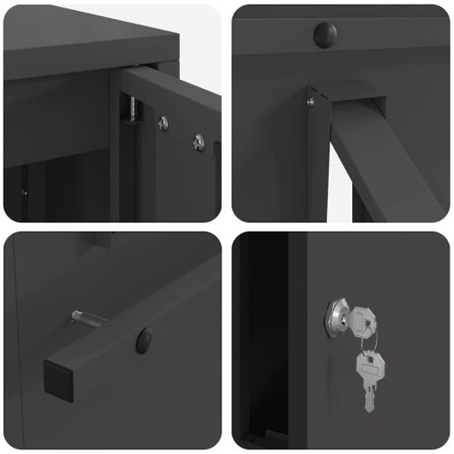 Пощенска кутия със съхранение Черно 30 x 20 x 55 см Стомана