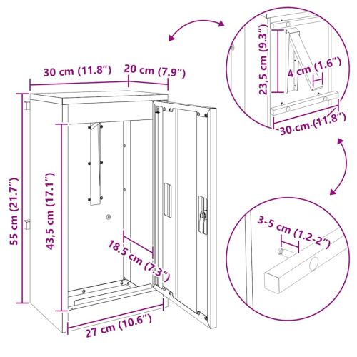Пощенска кутия със съхранение Черно 30 x 20 x 55 см Стомана