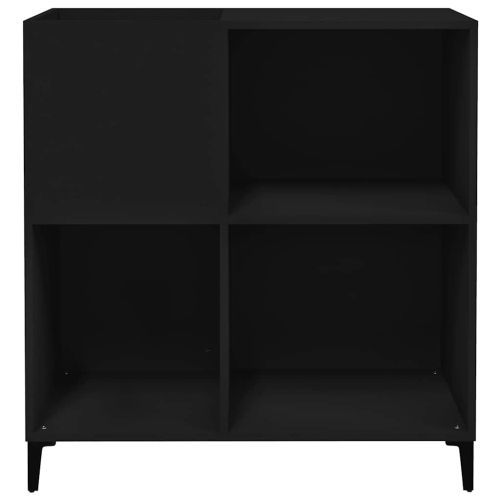 Шкаф за грамофонни плочи черен 84,5x38x89 см инженерно дърво