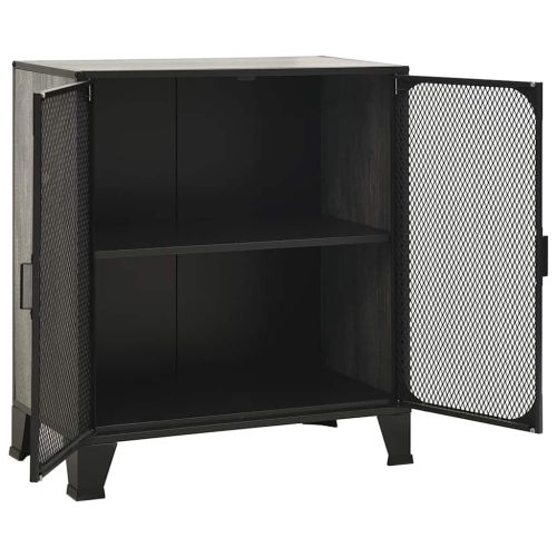 Шкаф за съхранение, сив, 72x36x82 см, метал и МДФ