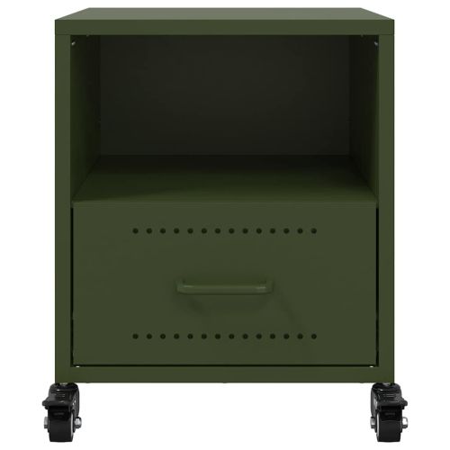 Нощно шкафче, маслиненозелено, 36x39x43,5 см, стомана