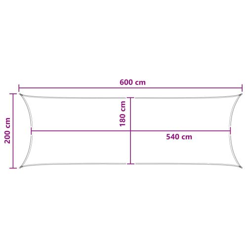 Слънцезащитен плат 2 x 6 m HDPE Правоъгълна Светлосиво