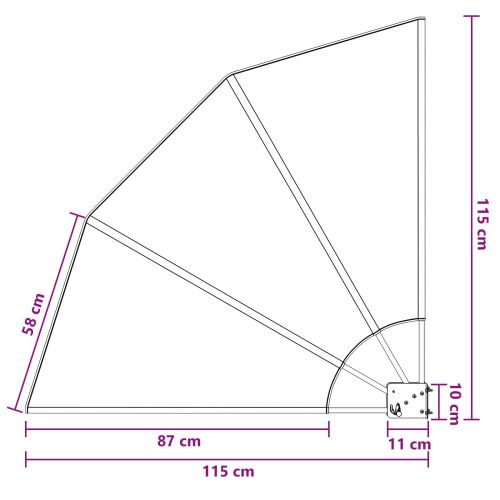 Прозорец за балкон 115 x 115 см Полиестер Светлосиво