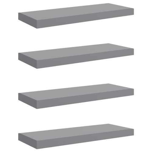 Окачени стенни рафтове, 4 бр, сиви, 60x23,5x3,8 см, МДФ