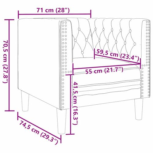 Диван Черно 74,5 x 71 x 70,5 см ПВЦ