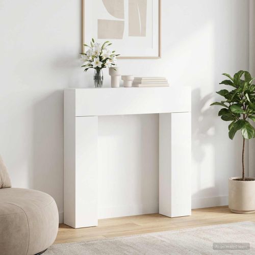 Рамка за камина Бяло 102 x 18 x 100,5 см Инженерна дървесина