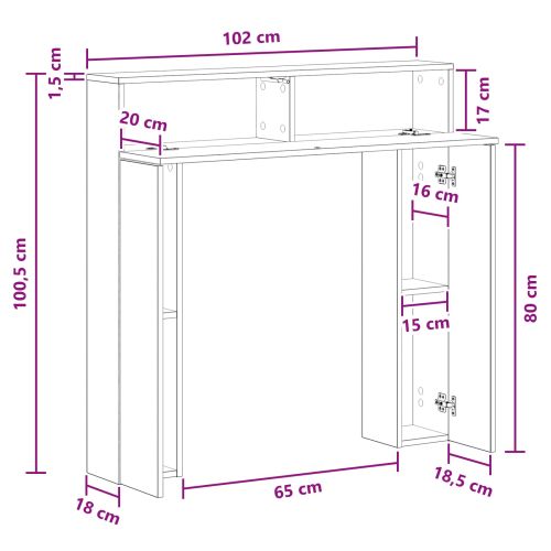 Рамка за камина Дъб артизан 102 x 18 x 100,5 см