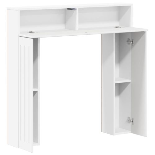 Рамка за камина Бял гланц 102 x 18 x 100,5 см