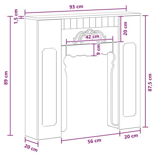Рамка за камина Бетонно сиво 93 x 20 x 89 см