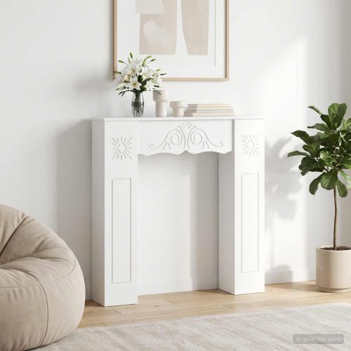 Рамка за камина Бяло 102 x 20 x 102 см Инженерна дървесина