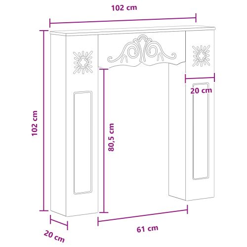 Рамка за камина Черно 102 x 20 x 102 см Инженерна дървесина