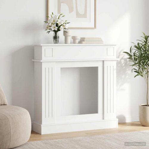Рамка за камина Бяло 102 x 26 x 100 см Инженерна дървесина