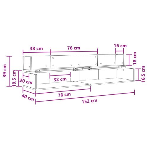 Студио бюро Бяло 152 x 40 x 19,5 см Инженерна дървесина