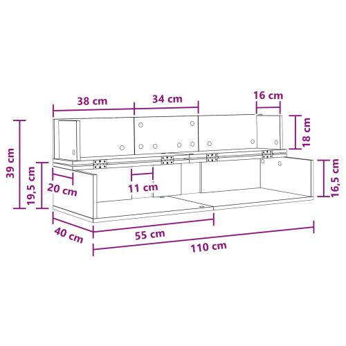 Студио бюро Черен дъб 110 x 40 x 19,5 см Инженерна дървесина