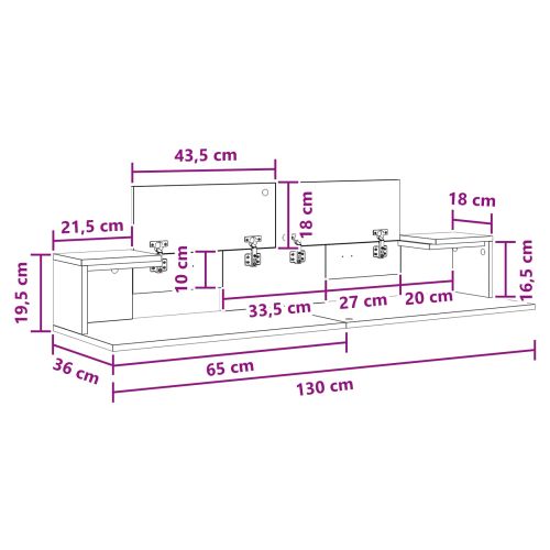 Студио бюро Бяло 130 x 36 x 19,5 см Инженерна дървесина