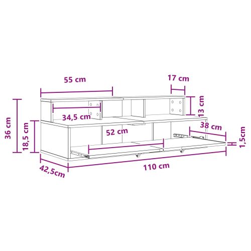 Студио бюро Черен дъб 110 x 42,5 x 36 см Инженерна дървесина