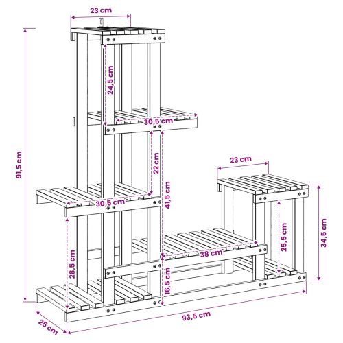 Стойка за растения Натурално 93,5 x 25 x 91,5 см