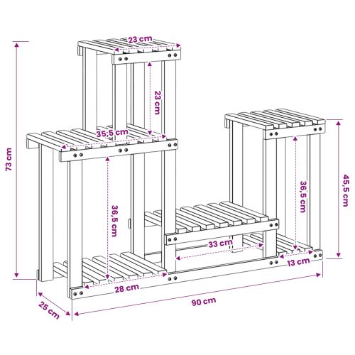 Стойка за растения Натурално 90 x 25 x 73 см