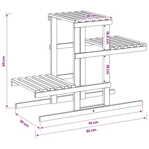 Стойка за растения Натурално 82 x 36 x 60 см