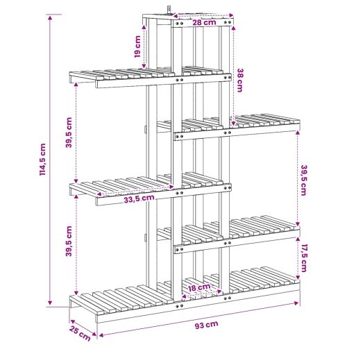 Стойка за растения Бяло 93 x 25 x 114,5 см